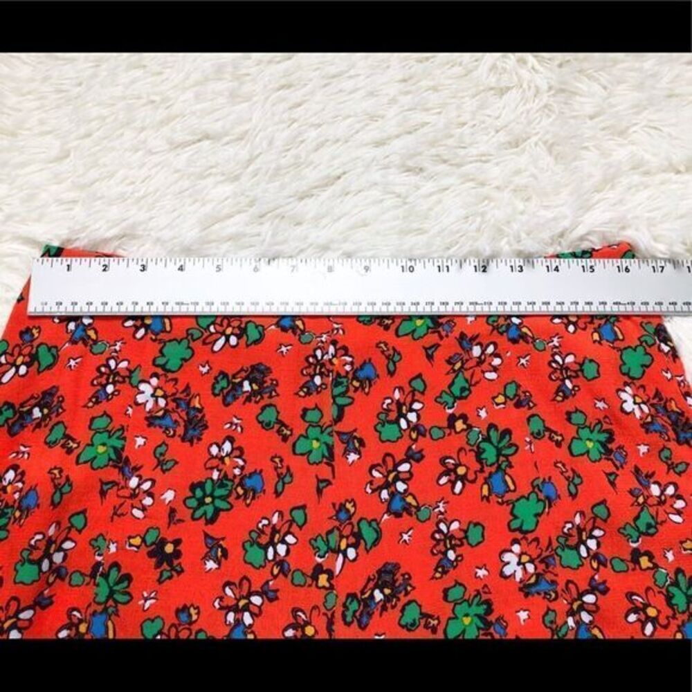 Topshop Ditsy Orange Floral High Waisted Loose Shorts Size 10 - Picture 4 of 8